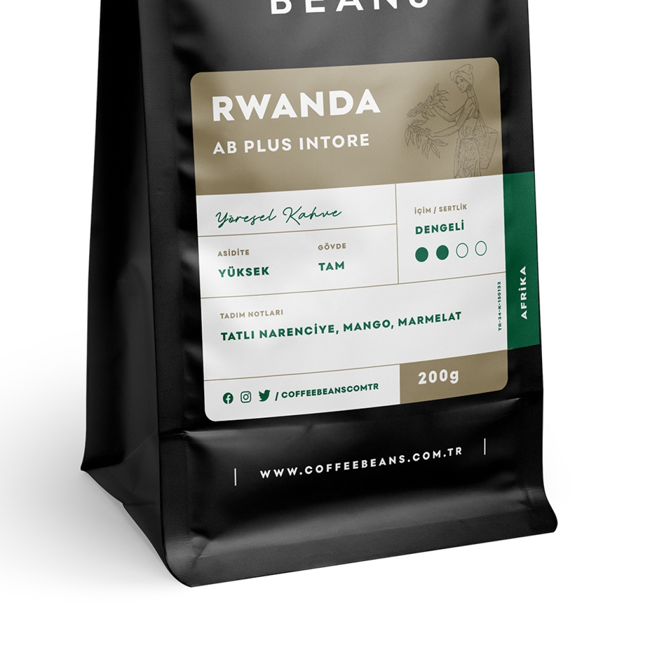 Ruanda AB Plus Intore Filtre Kahve Çekirdeği