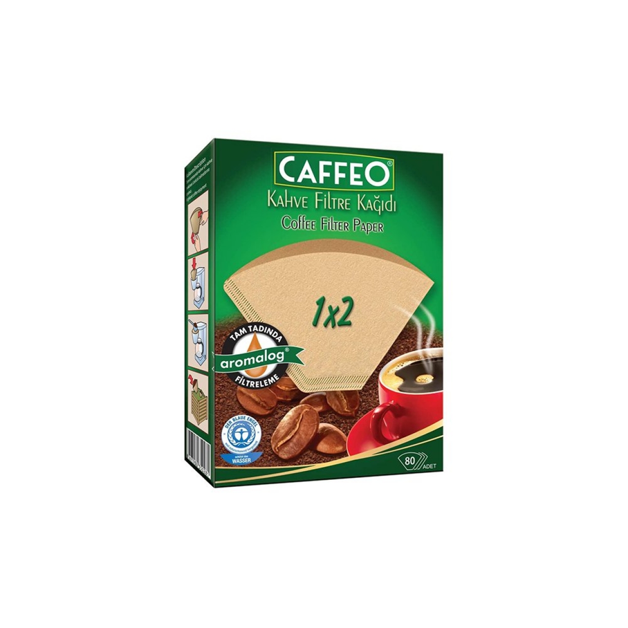 Caffeo Kahve Filtre Kağıdı 1x2 80 Adet (Doğal Kağıt)